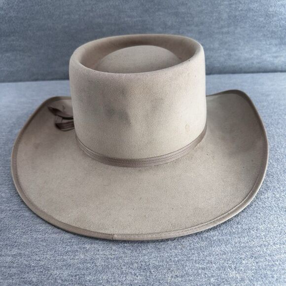 AKUBRA IMPERIAL QUALITY - Men's Beige Fur Felt Size 58 Western Cowboy Hat H7 - Picture 4 of 13